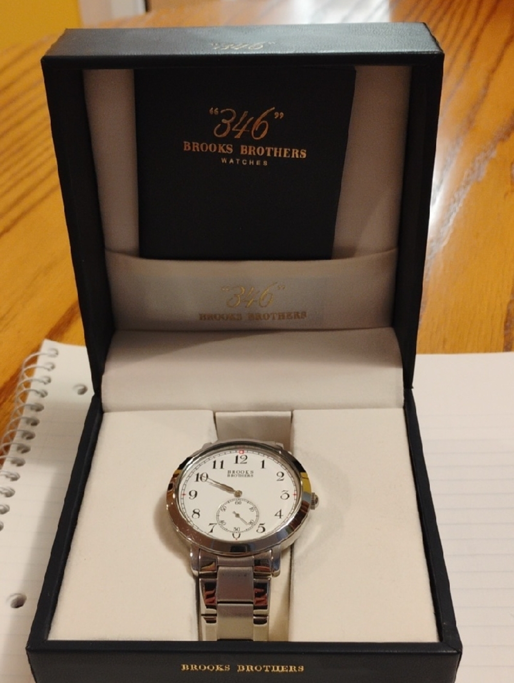 Brooks Brothers Silver Stainless Steel Watch with White Dial